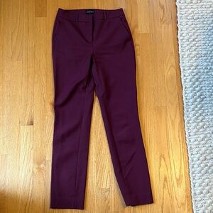 White House Black Market Deep Burgundy Straight Leg Ankle Crop Pants size 00L